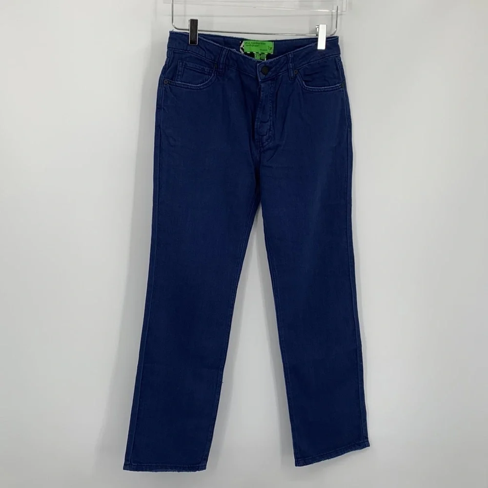 Sandrine Rose distressed College blue pants skinny jeans ankle flax denim new 27